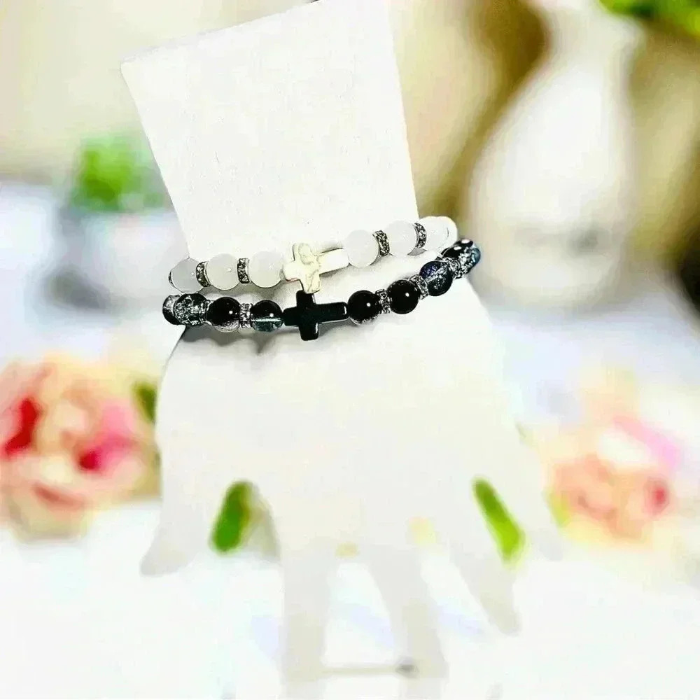 Cross Rhinestone Beaded Bracelets - Picture 4 of 7